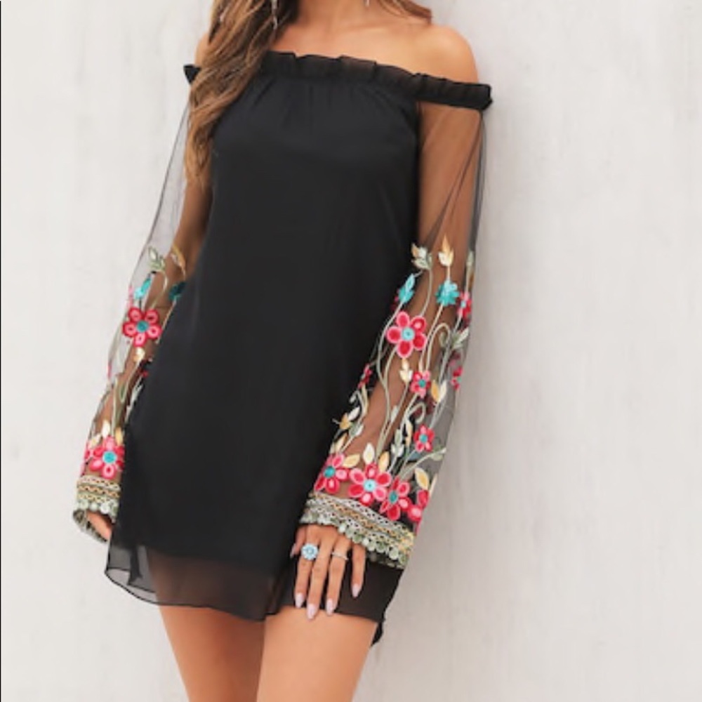 5⭐️⭐️ 1 LEFT BOHO Floral Embroidered  Dress L - Picture 3 of 6